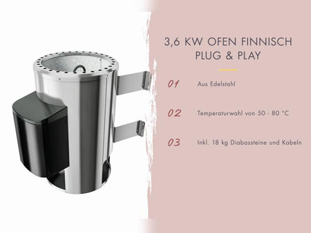 Karibu Sauna Irava 2 inkl. 3,6 kW Ofen ext. Steuerung