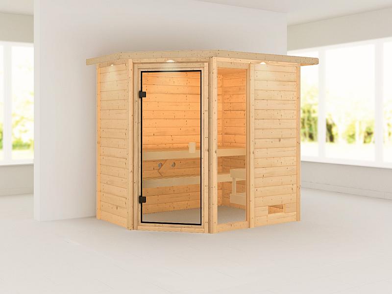 Karibu Sauna Jada mit Dachkranz 38 mm