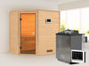 Karibu Sauna Jella inkl. 9 kW Bioofen ext. Steuerung mit klassischer Saunatür -ohne Dachkranz-