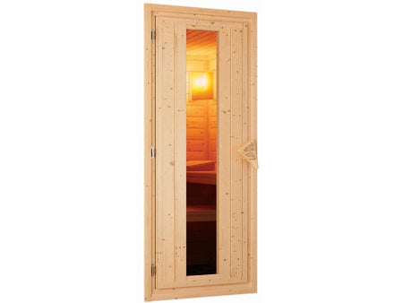 Karibu Sauna Larin inkl. 9 kW Ofen mit integr. Steuerung, ohne Dachkranz, mit energiesparender Sauna