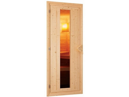 Karibu Sauna Mia inkl. 9 kW Ofen integr. Steuerung, mit energiesparender Saunatür -ohne Dachkranz-