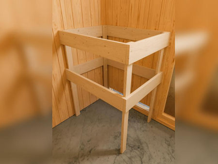 Karibu Sauna Sandra inkl. 9 kW Bioofen ext. Steuerung mit klassischer Tür -ohne Dachkranz-