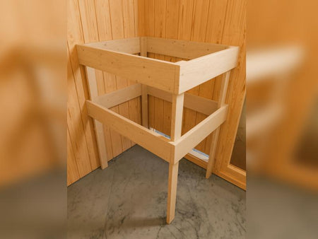 Karibu Sauna Selena inkl. 9 kW Bioofen ext. Steuerung mit klassischer Saunatür -mit Dachkranz-