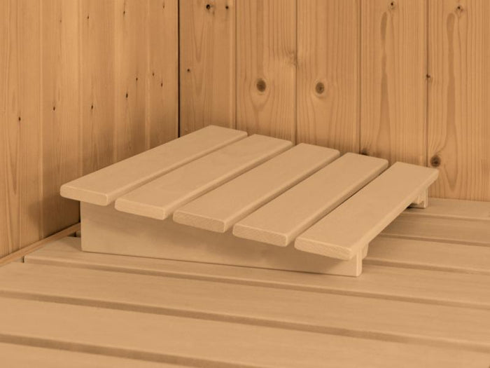 Karibu Sauna Siirin inkl. 9 kW Bioofen ext. Steuerung mit klassischer Saunatür - ohne Dachkranz -