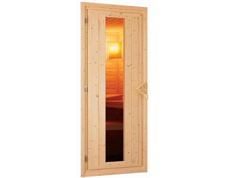 Karibu Sauna Siirin inkl. 9 kW Bioofen ext. Steuerung, mit energiesparender Saunatür - ohne Dachkran