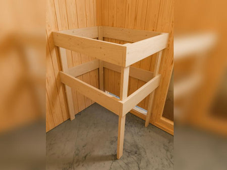 Karibu Sauna Siirin inkl. 9kW Ofen mit ext. Steuerung mit Klarglas Ganzglastür -mit Dachkranz-