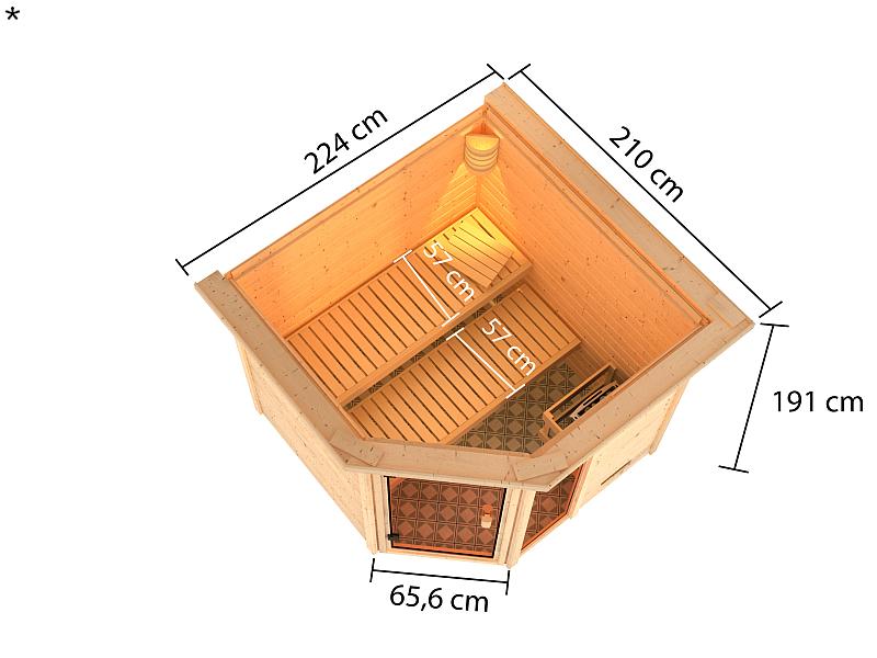 Karibu Sauna Tabea mit Dachkranz 38 mm