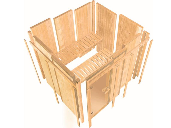 Karibu Sauna Tromsö 68 mm inkl. 9 kW Bioofen ext. Steuerung