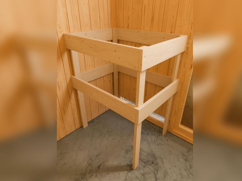 Karibu Sauna Variado inkl. 9 kW Bioofen ext. Steuerung, mit klarglas Ganzglastür -ohne Dachkranz-