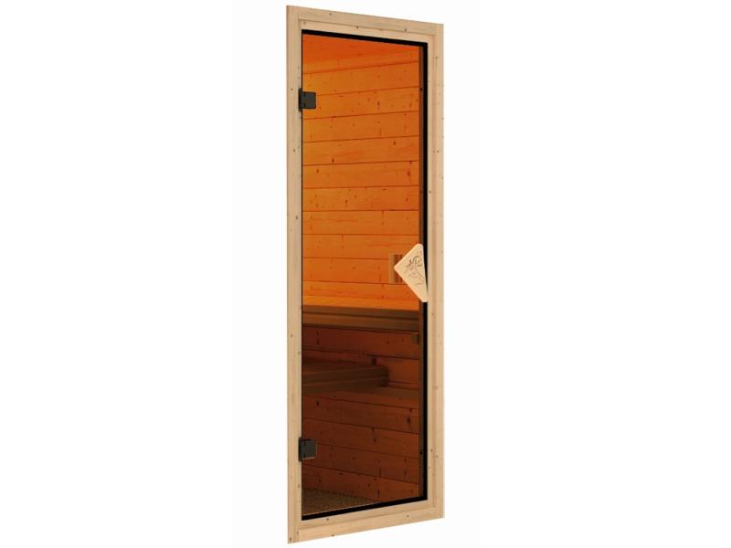 Karibu Sauna Variado inkl. 9 kW Ofen ext. Steuerung, mit klassischer Tür -mit Dachkranz-
