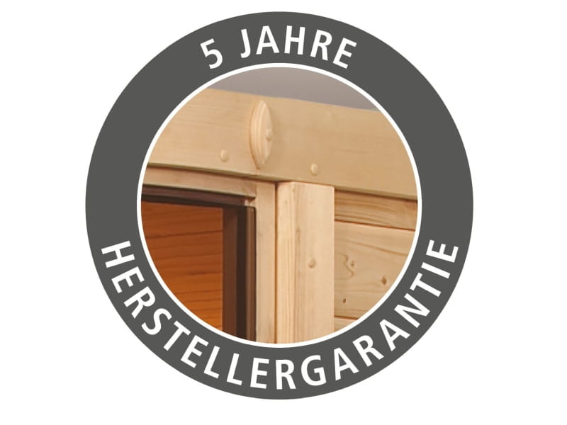 Karibu Sauna Variado inkl. 9 kW Ofen integr. Steuerung, mit moderner Saunatür -mit Dachkranz-