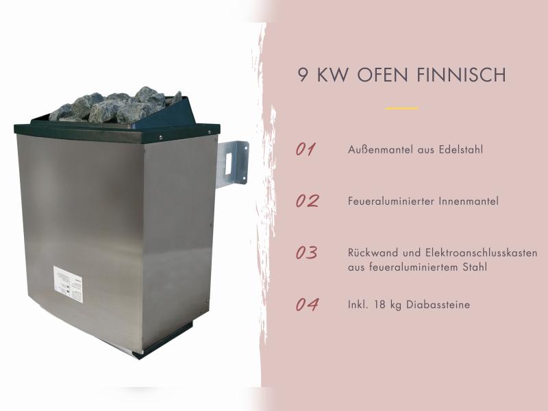 Karibu Saunahaus Angkor 3, 38 mm naturbelassen -inkl. 9 kW Ofen ext. Steuerung-