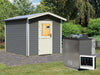 Karibu Saunahaus Bosse 1 terragrau mit Vorraum, inkl. 9 kW Bioofen ext. Steuerung - mit klassischer 