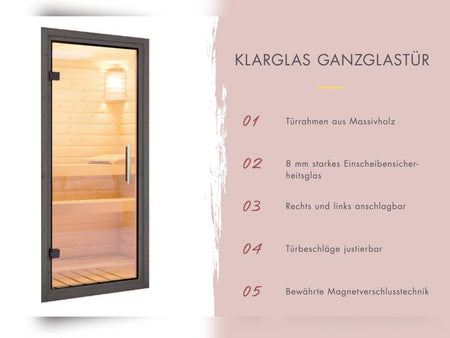 Karibu Saunahaus Catalina, schwarz-inkl. 9 kW Bioofen ext. Steuerung- inkl. Vorraum, 73 mm