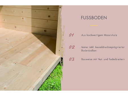 Karibu Saunahaus Hytti 0  38 mm - Ofen 9kW Bio ext. Strg. - Iso Tür, terragrau