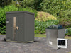 Karibu Saunahaus Hytti 0  38 mm - Ofen 9kW ext. Strg. - Iso Tür, terragrau