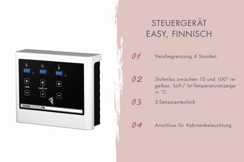 Karibu Saunahaus Hytti 6, inkl. 9 kW Ofen ext. Steuerung - mit Iso-Tür naturbelassen, 38 mm