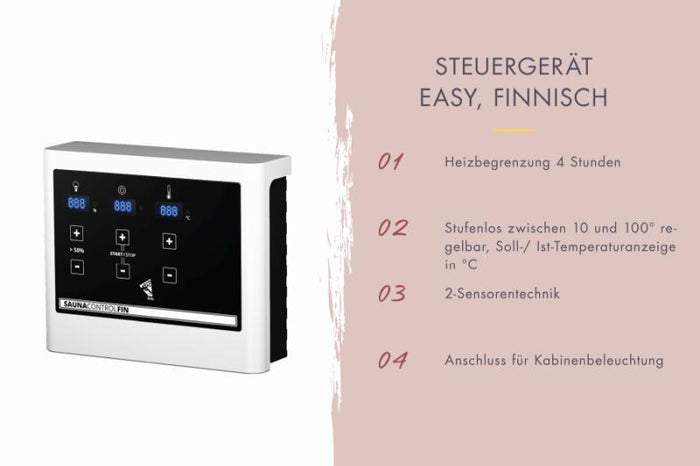 Karibu Saunahaus Hytti 6, inkl. 9 kW Ofen ext. Steuerung - mit Iso-Tür naturbelassen, 38 mm