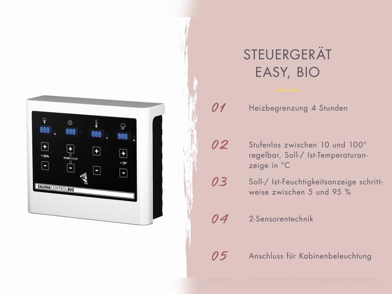Karibu Saunahaus Laguna natur,73 mm -inkl. 9 kW Bioofen ext. Steuerung