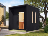 Karibu Saunahaus Laguna, schwarz ,73 mm -inkl. 9 kW Bioofen ext. Steuerung