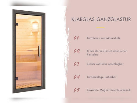 Karibu Saunahaus Laguna, schwarz ,73 mm -inkl. 9 kW Bioofen ext. Steuerung