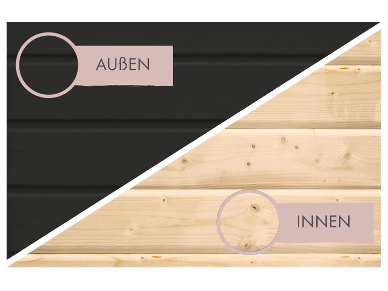 Karibu Saunahaus Laguna, schwarz ,73 mm -ohne Ofen-