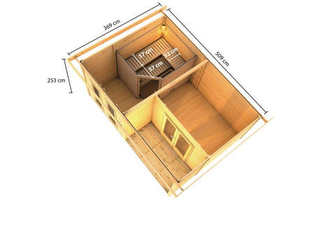 Karibu Saunahaus Mainburg 5 Set B ohne Ofen terragrau