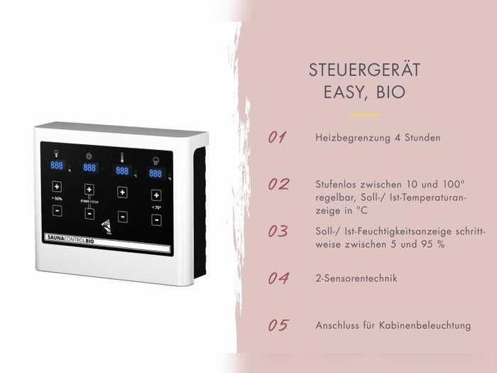 Karibu Saunahaus Miramar natur, inkl. 9 kW Bioofen ext. Steuerung, inkl. Vorraum, 73 mm
