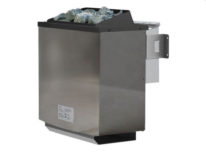 Karibu Saunahaus Norge 38 mm- 9 kW Bio Ofen ext. Strg. - moderne Tür- terragrau