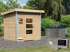 Karibu Saunahaus Norge 38 mm- 9 kW Ofen ext. Strg- moderne Tür