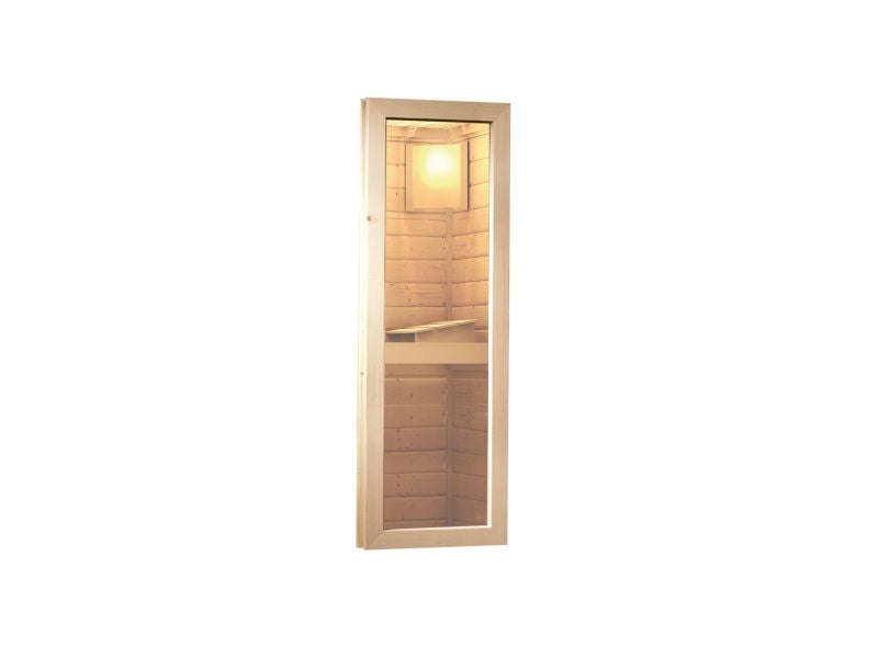 Karibu Saunahaus Skrollan 1 in terragrau- 38 mm- ohne Ofen- moderne Tür