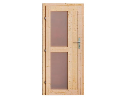 Karibu Saunahaus Skrollan 2 38 mm- ohne Ofen- Milchglastür