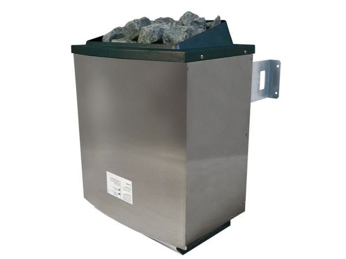 Karibu Saunahaus Skrollan 3 in terragrau 38 mm- 9 kW Ofen Ext. Strg - moderne Tür
