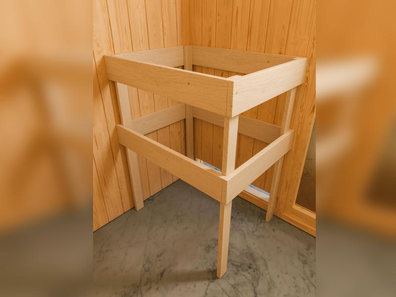 Karibu Saunahaus Skrollan 3 in terragrau 38 mm- 9 kW Ofen ext. Steuerung -klassische Tür-