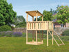 Karibu Spielturm Anna + Anbauplattform + Netzrampe