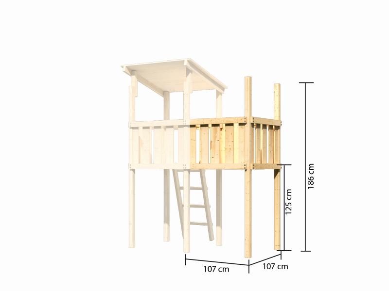 Karibu Spielturm Anna + Anbauplattform + Netzrampe