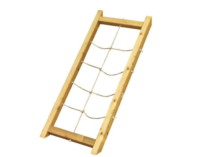 Karibu Spielturm Anna + Doppelschaukel + Netzrampe