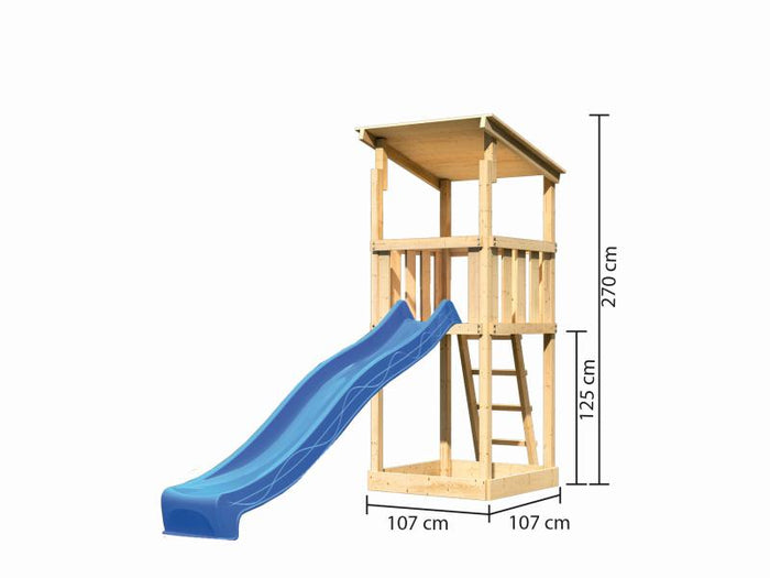 Karibu Spielturm Anna + Rutsche blau