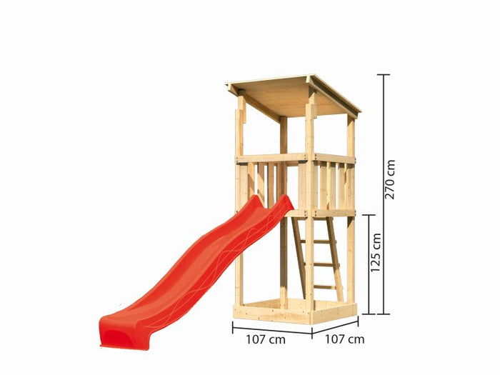 Karibu Spielturm Anna + Rutsche rot