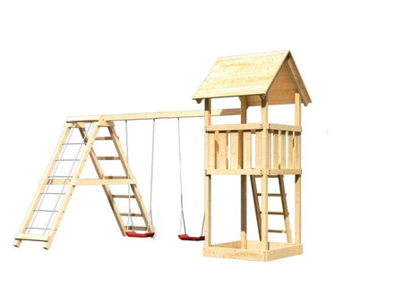 Karibu Spielturm Lotti mit Doppelschaukel inkl. Klettergerüst