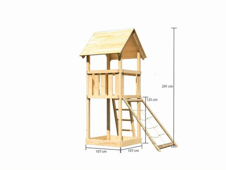 Karibu Spielturm Lotti mit Netzrampe
