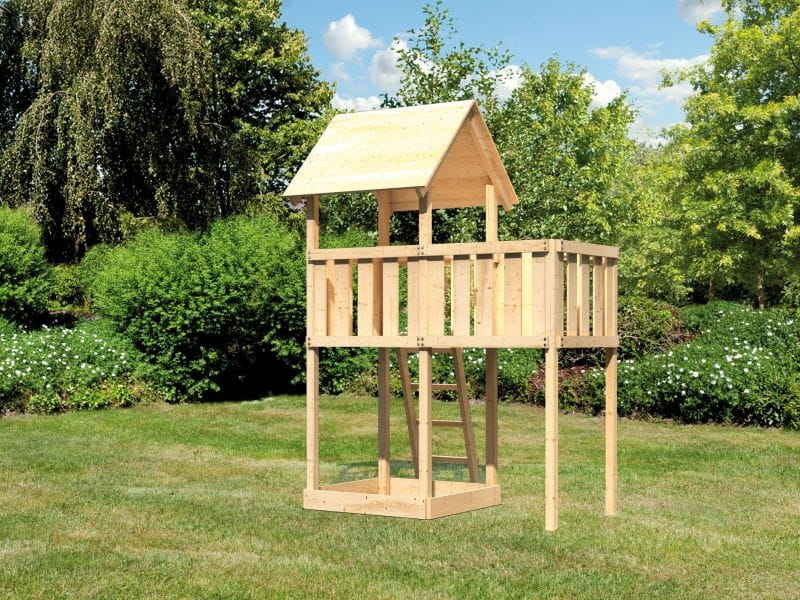 Karibu Spielturm Lotti natur mit Anbauplattform