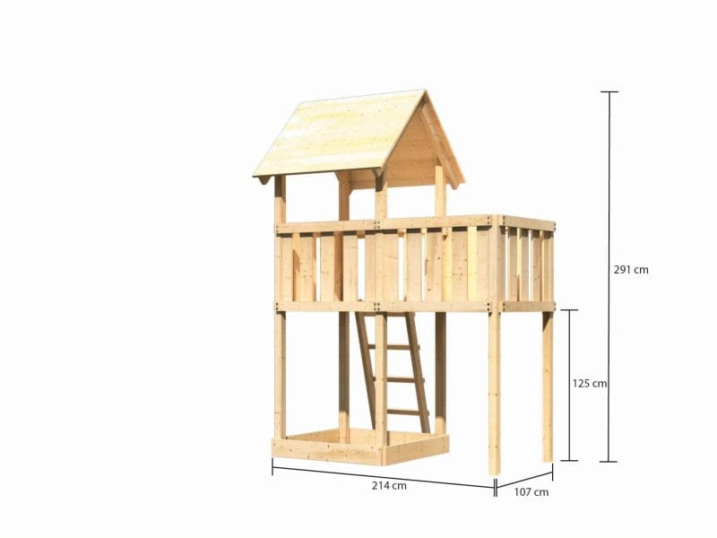 Karibu Spielturm Lotti natur mit Anbauplattform