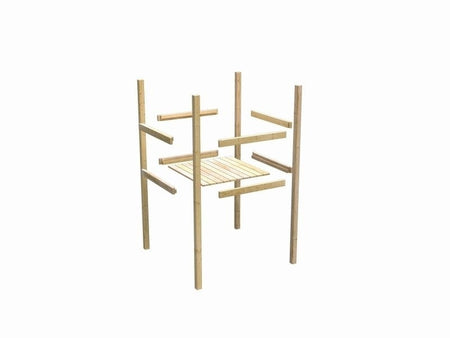 Karibu Spielturm Lotti natur mit Anbauplattform, Kletterwand und Rutsche rot