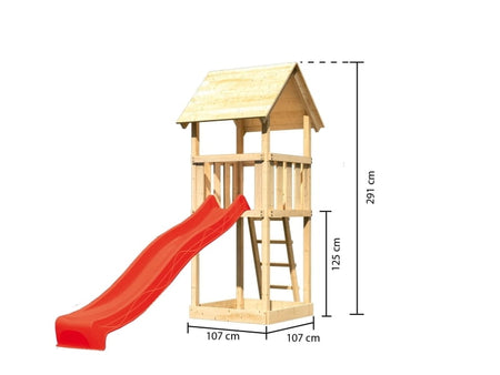 Karibu Spielturm Lotti Set mit Wellenrutsche in rot