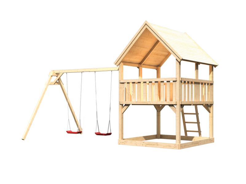 Karibu Spielturm Luis Satteldach + Doppelschaukel