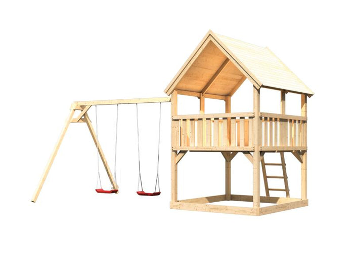Karibu Spielturm Luis Satteldach + Doppelschaukel