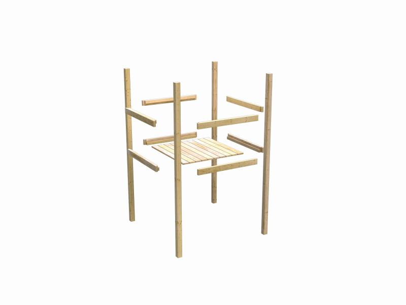 Karibu Spielturm Luis Satteldach + Rutsche rot + Doppelschaukel + Kletterwand