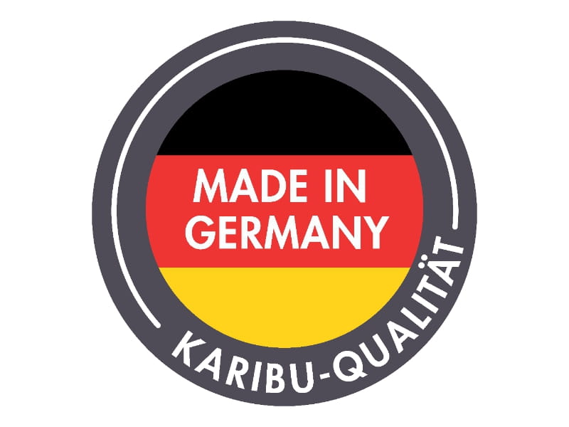 Karibu Stelzenhaus Fidel grau + Rutsche blau + Doppelschaukelanbau + Klettergerüst und Netzrampe
