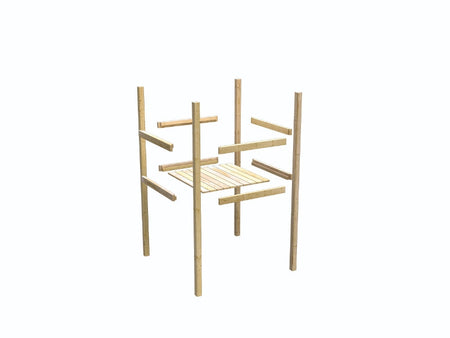 Karibu Stelzenhaus Fidel in grau + Rutsche rot + Doppelschaukelanbau